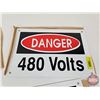 Image 6 : Single Side Tin Signs (5) : DANGER 480Volts  (8"H x 12"W)