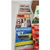 Image 8 : Wooden Apple Crate w/Danger Signs (2), Tin Tractor Toy, Maps (2), 1960's Car Magazines, etc (Crate M