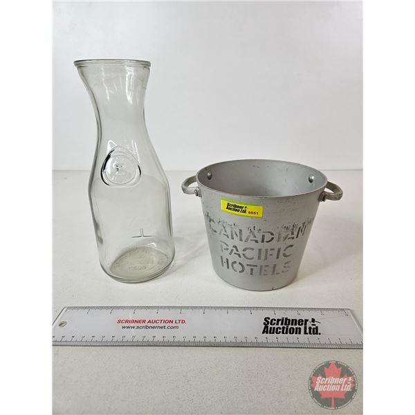 "Canadian Pacific Hotels" Ice Bucket & Wine Decanter (Bucket : 5"H)