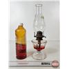 Image 2 : Finger Oil Lamp : Clear Font w/White Flamer Burner c/w Half Bottle Lamp Oil (Total Height w/Chimney 