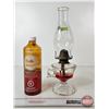 Image 3 : Finger Oil Lamp : Clear Font w/White Flamer Burner c/w Half Bottle Lamp Oil (Total Height w/Chimney 