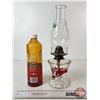 Image 4 : Finger Oil Lamp : Clear Font w/White Flamer Burner c/w Half Bottle Lamp Oil (Total Height w/Chimney 