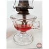 Image 5 : Finger Oil Lamp : Clear Font w/White Flamer Burner c/w Half Bottle Lamp Oil (Total Height w/Chimney 