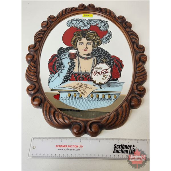 Retro Resin Frame Oval Mirror : Coca-Cola  (Measures : 23"H x 17"W)