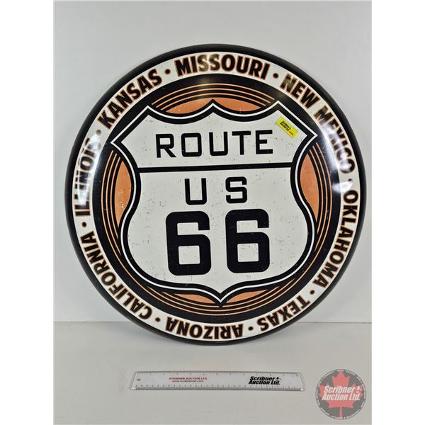 Single Side Tin Sign : Route 66 (Round) (Modern) (Measures : 24"Dia)