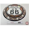 Image 2 : Single Side Tin Sign : Route 66 (Round) (Modern) (Measures : 24"Dia)