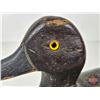 Image 10 : Wooden Duck Decoy (Consignor Tag ~ Bluebill Hen : Working Decoy : Glass Eyes : c.1950) (Measures : 6