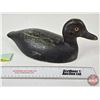 Image 5 : Wooden Duck Decoy (Consignor Tag ~ Bluebill Hen : Working Decoy : Glass Eyes : c.1950) (Measures : 6