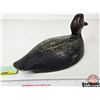 Image 6 : Wooden Duck Decoy (Consignor Tag ~ Bluebill Hen : Working Decoy : Glass Eyes : c.1950) (Measures : 6