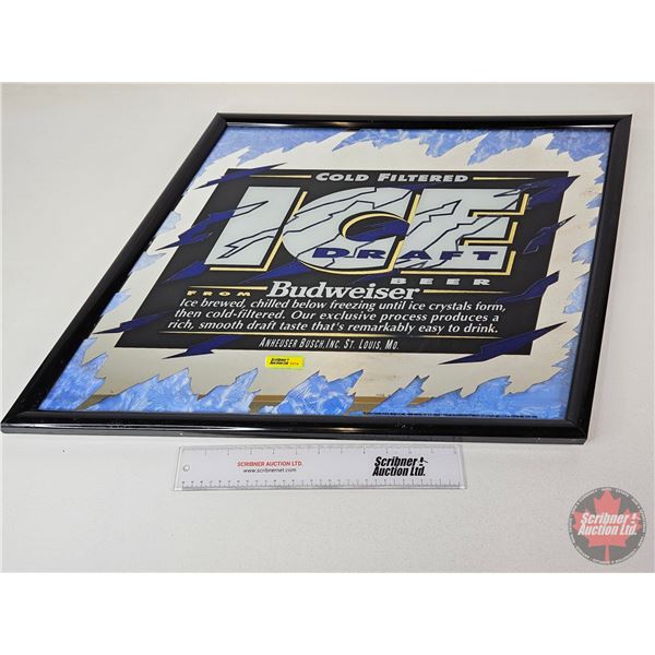 Advertising Mirror : Budweiser ICE Cold Filtered Ice Draft (Measures : 23"H x 30"W)