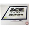 Image 1 : Advertising Mirror : Budweiser ICE Draft Light (Measures : 23"H x 30"W)