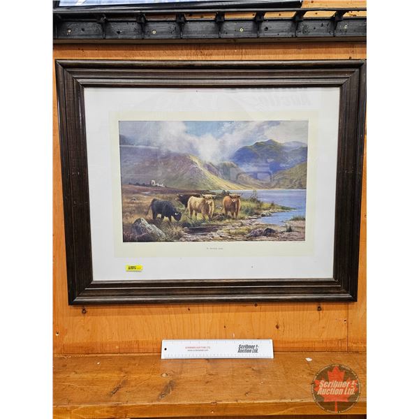 Framed Print : Inverlochy Castle by D Sherrin (Highland Cows)  (Measures : 26"H x 32"W)