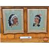 Image 1 : Framed Petit Point (2) : Native Chief & Bride (Measures : 27-1/2"H x 23-1/4"W)