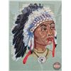 Image 3 : Framed Petit Point (2) : Native Chief & Bride (Measures : 27-1/2"H x 23-1/4"W)