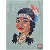 Image 5 : Framed Petit Point (2) : Native Chief & Bride (Measures : 27-1/2"H x 23-1/4"W)