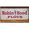 Image 1 : Single Side Porcelain Sign : Robin Hood Flour  (Measures : 30"H x 72"W)