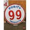 Image 11 : Double Sided Round Porcelain Service Station Sign : PURITY 99 ~ Round (Alum. Frame) (60"Dia)