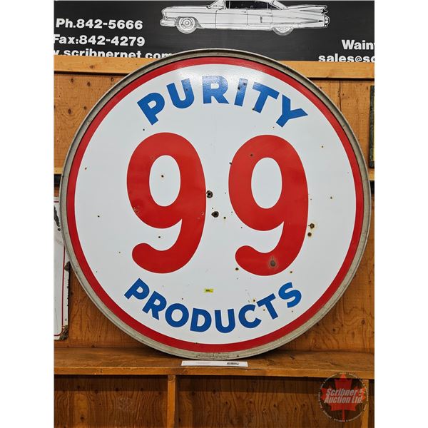 Double Sided Round Porcelain Service Station Sign : PURITY 99 ~ Round (Alum. Frame) (60"Dia)