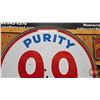 Image 5 : Double Sided Round Porcelain Service Station Sign : PURITY 99 ~ Round (Alum. Frame) (60"Dia)