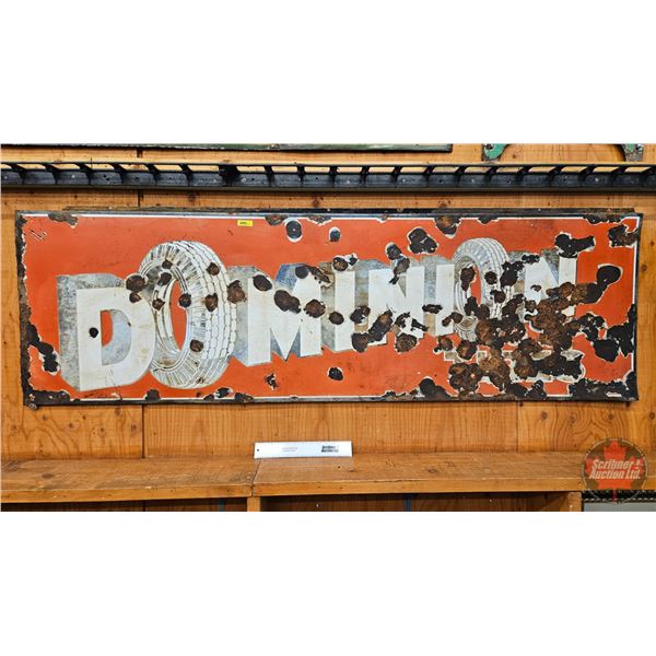 Single Side Porcelain Sign : Dominion Tires  (Measures : 25"H x 78"L)