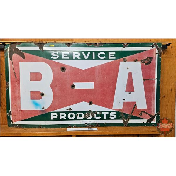 Single Sided Porcelain Service Station Sign : B-A (Bow Tie)  (Measures : 35-3/4"H x 65-3/4"W)