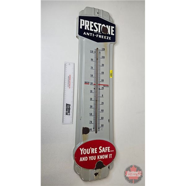 Thermometer : Prestone Anti-Freeze (Porcelain)  (Measures : 36"H x 9"W)