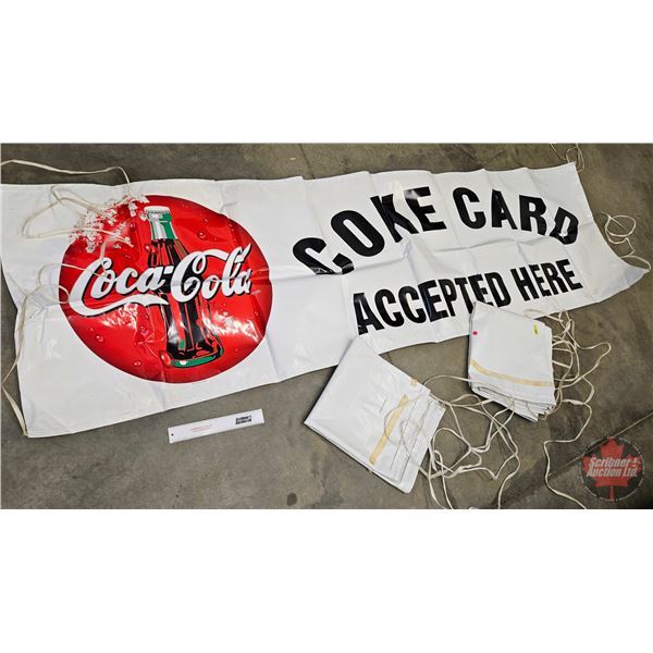 Coca-Cola Banners (3) : "Coke Card Accepted Here"  (Measures : 3' x 10')