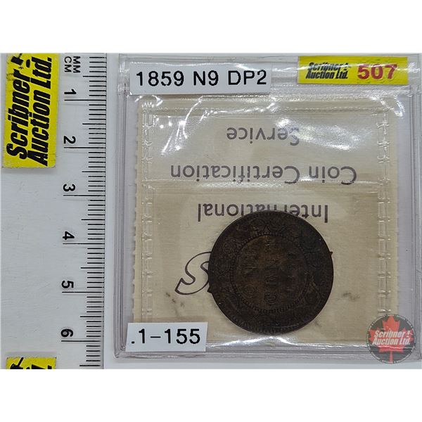Canada One Cent 1859 DblPch Narr 9 #2 (ICCS Cert: EF-40)