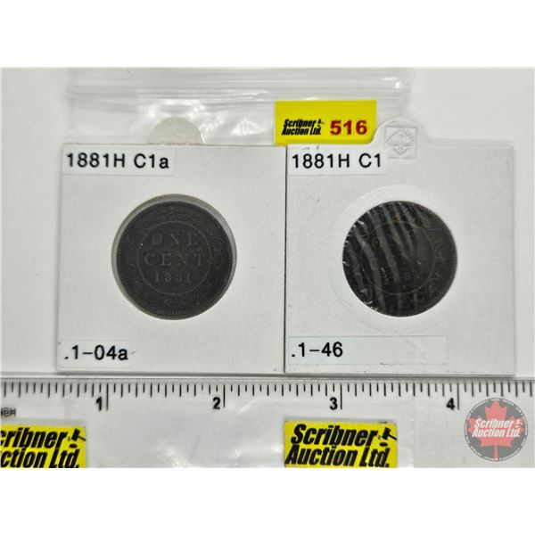 Canada One Cent 1881H (2)  (Consignor Tag: C1 & C1a)