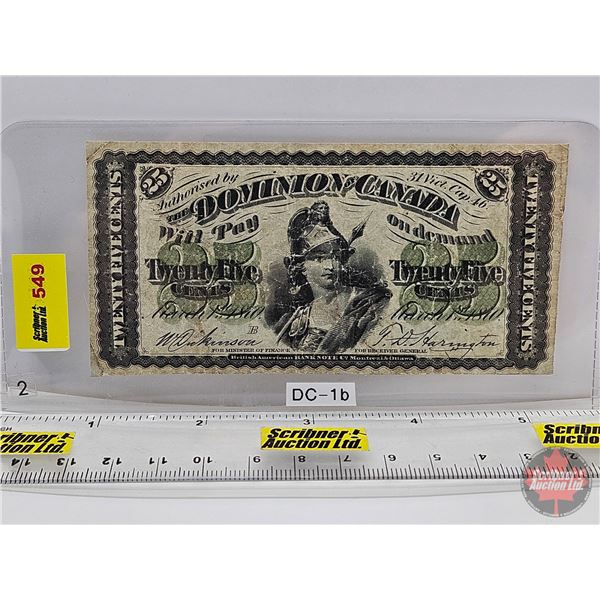 Dominion of Canada Twenty Five Cent 1870 "Shinplaster" : Dickinson/Harrington