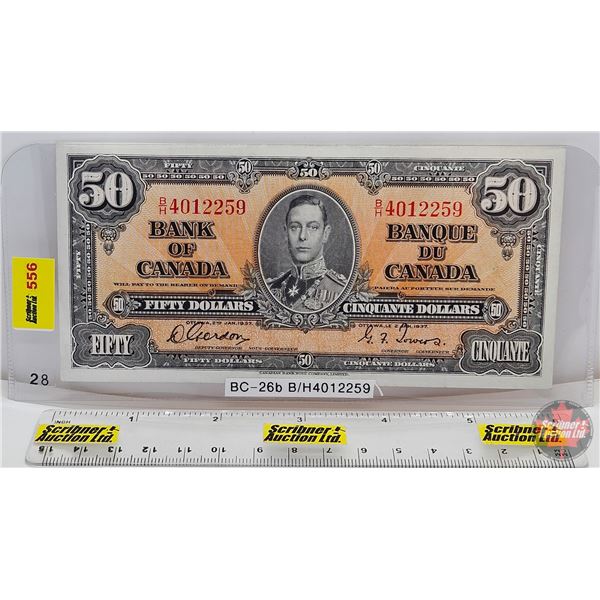 Bank of Canada $50 Bill 1937 : Gordon/Towers #B/H4012253