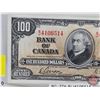 Image 2 : Bank of Canada $100 Bill 1937 : Gordon/Towers #B/J4106514