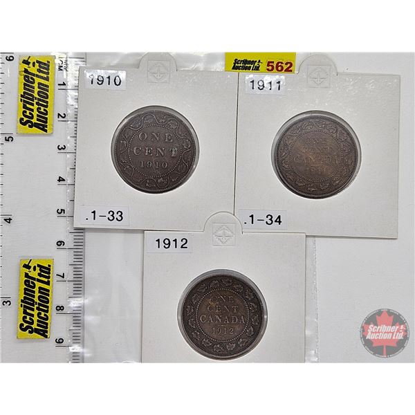 Canada One Cent (3) : 1910; 1911; 1912