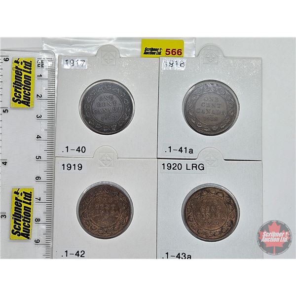 Canada One Cent (4) : 1917; 1918; 1919; 1920 Lrg