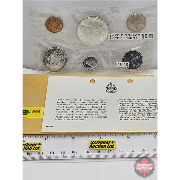 Canada 1965 Uncirculated Year Set (Consignor Tag: Dollar : Type 2 SB B5 & Cent : Type 1 SB P5 )