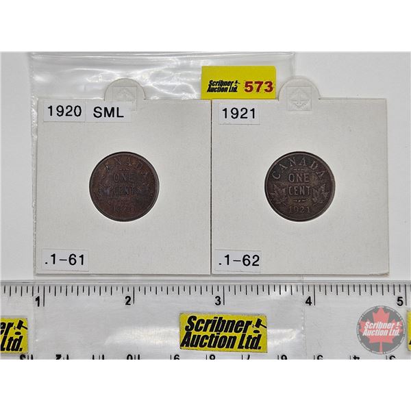 Canada One Cent (2) : 1920 Sml & 1921
