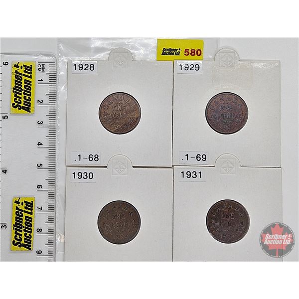 Canada One Cent (4) : 1928; 1929; 1930; 1931