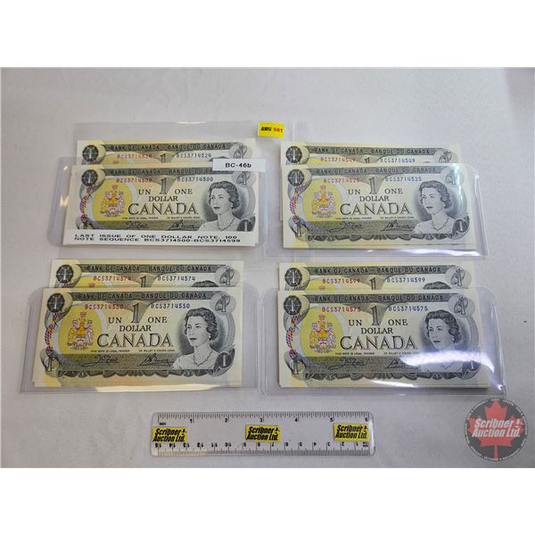 Canada $1 Bills 1973 (100 Consecutive) : Crow/Bouey #BCS3714500-4599