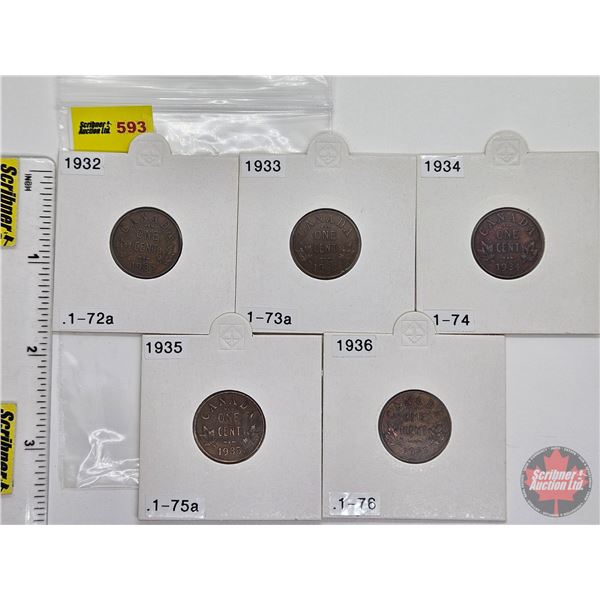 Canada One Cent (5): 1932; 1933; 1934; 1935; 1936