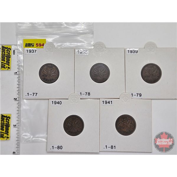 Canada One Cent (5): 1937; 1938; 1939; 1940; 1941