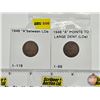 Image 1 : Canada One Cent 1948 (2) : (Consignor Tags : "A" Between Lde & "A" Points to Lde)