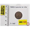 Image 1 : Canada One Cent 1949  (Consignor Tag: A points to Lde)