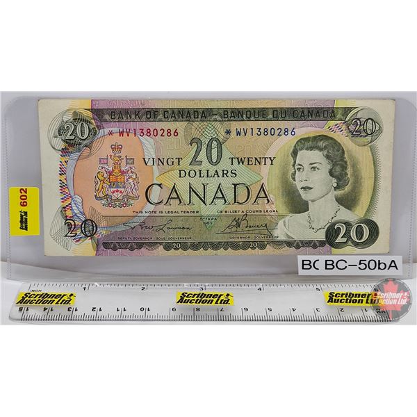 Canada $20 Bill 1969 *Replacement : Lawson/Bouey # *WV1380286