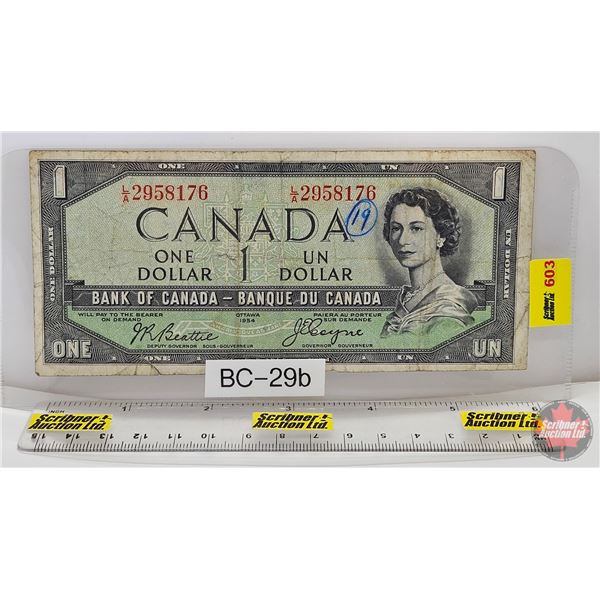 Canada $1 Bill 1954DF "Devil's Face" : Beattie/Coyne #LA2958176