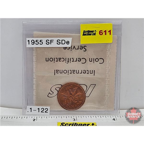 Canada One Cent 1955 SF; Red (ICCS Cert: MS-64)