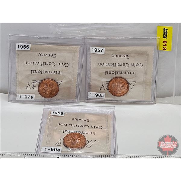 Canada One Cent (3):  ~ 1956 Red (ICCS Cert: MS-64) ~ 1957 Red (ICCS Cert: MS-64) ~ 1958 Red (ICCS C