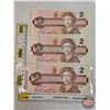 Image 5 : Canada $2 Bills 1986 (3 Consecutive) : Bonin/Thiessen #EGS8152706-707-708