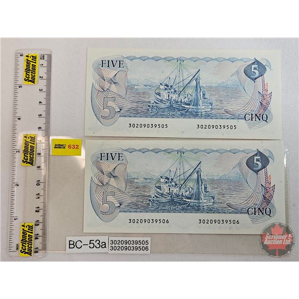 Canada $5 Bills 1979 (2 Consecutive) : Lawson/Bouey #30209039505-506