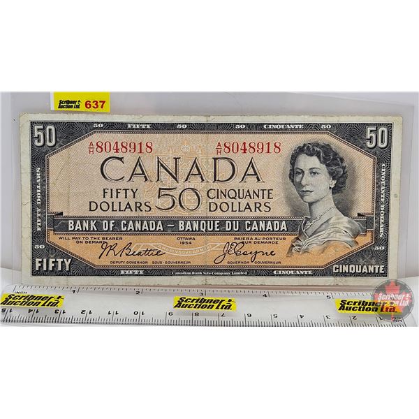 Canada $50 Bill 1954 : Beattie/Coyne #AH8048918