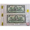 Image 1 : Bank of Canada $1 Bills 1937 (2): ~ Gordon/Towers : #LM4554592 ~ Coyne/Towers : #XM1701007